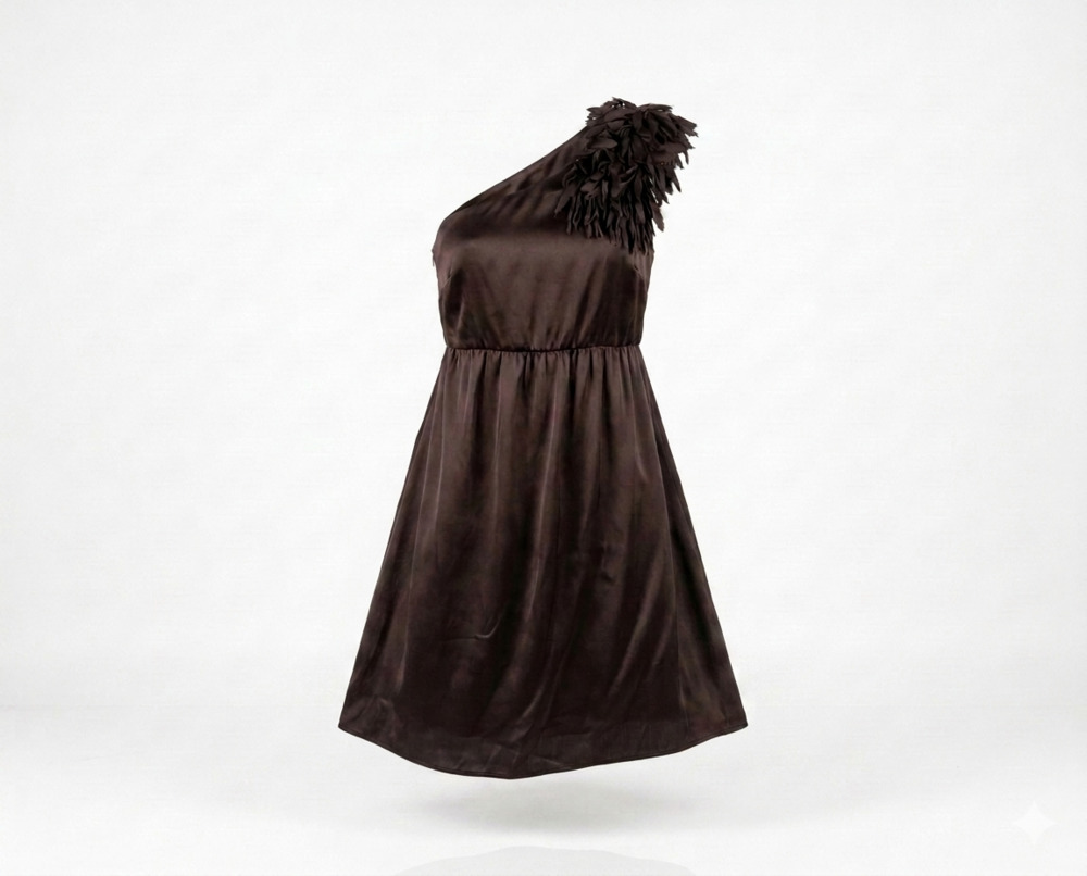 Francesca's Collections Black One-Shoulder Ruffle Cocktail Dress